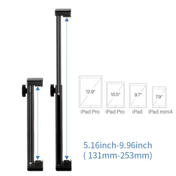 Portable Metal Tablet Holder Clip with Cold Shoe 1/4 Screw Hole Mount for Photography Video Recording