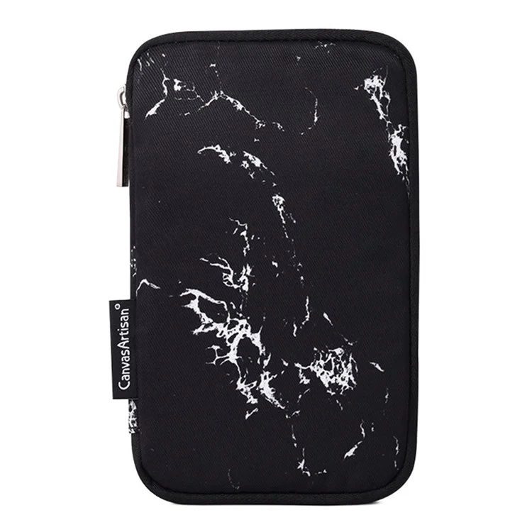 CANVASARTISAN H32-S21 Marble Pattern Printing Digital Accessories Carrying Bag Mouse Earphone Power Bank Storage Pouch - Black