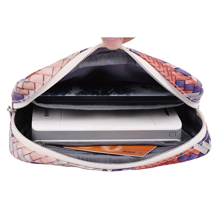 Canvasartisan G5-S11 Accessoires Numériques Texture Texture Tissée Sac De Rangement Power Bank Chargeur Téléphone Téléphone PU Cuir PU Coque De Transport