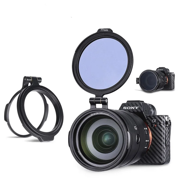 UURIG 67mm ND Filter Quick Release Lens Mount Ring Adapter Flip Cover Bracket pour Appareil Photo DSLR