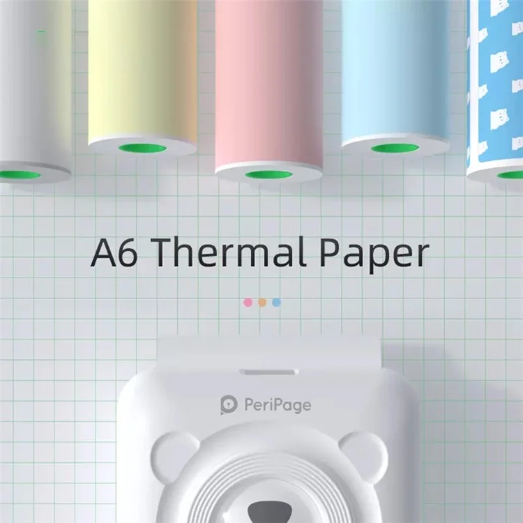 PERIPAGE A6 2nd Thermal Printer for Student Mobile Phone Photo HD 304dpi Bluetooth-compatible Portable Mini Printer for Label Handbook - White