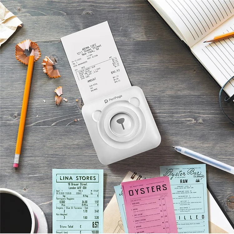 PERIPAGE A6 2nd Thermal Printer for Student Mobile Phone Photo HD 304dpi Bluetooth-compatible Portable Mini Printer for Label Handbook - White