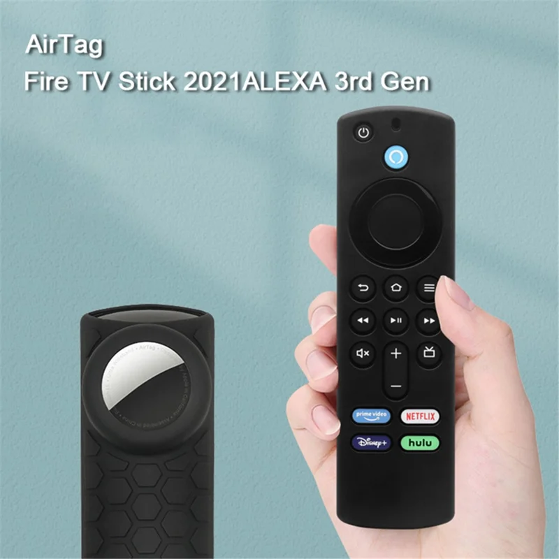 For Amazon Alexa Fire TV Stick (3rd Gen) + AirTag 2-in-1 Anti-Dirt Flexible Silicone Case - Navy Blue
