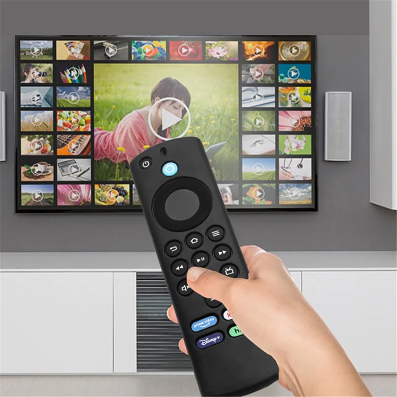 For Amazon Alexa Fire TV Stick (3rd Gen) + AirTag 2-in-1 Anti-Dirt Flexible Silicone Case - Navy Blue