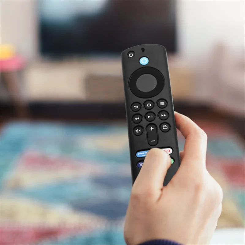 For Amazon Alexa Fire TV Stick (3rd Gen) + AirTag 2-in-1 Anti-Dirt Flexible Silicone Case - Navy Blue