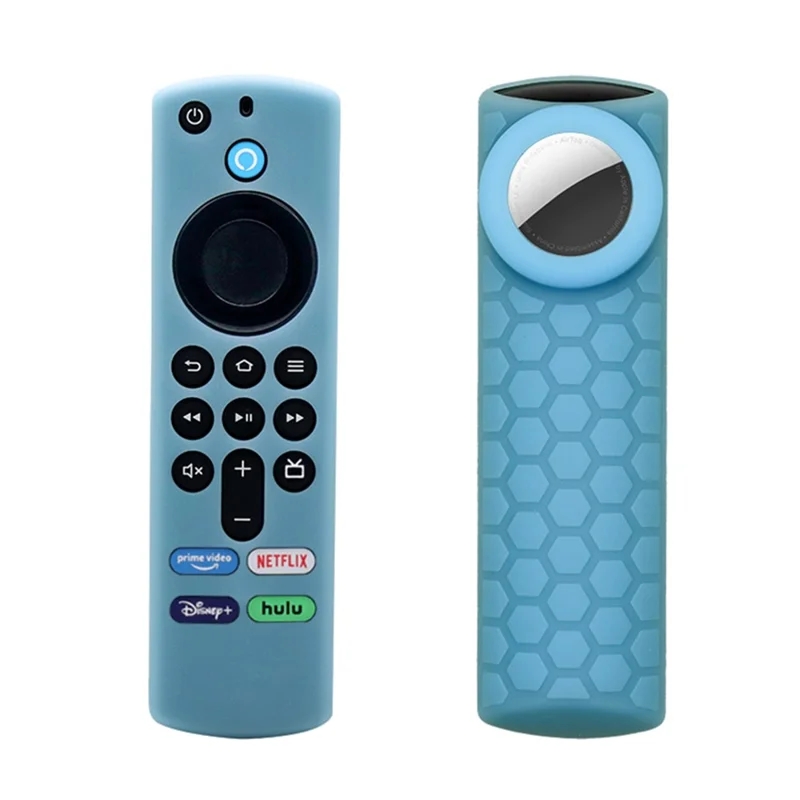 For Amazon Alexa Fire TV Stick (3rd Gen) + AirTag 2-in-1 Anti-Dirt Flexible Silicone Case - Noctilucence Blue
