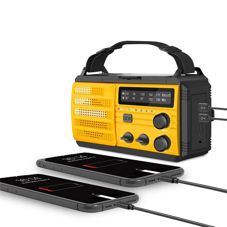 MD-091 AM/FM/NOAA Radio 8000mah Flashlight Emergency Meteo Radio Porta Utilizzabile Manuale di Ricarica Solar Adde di Ricarica Luce di Lettura - Arancia