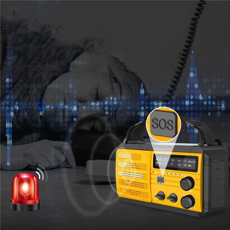 MD-091 AM/FM/NOAA Radio 8000mah Flashlight Emergency Meteo Radio Porta Utilizzabile Manuale di Ricarica Solar Adde di Ricarica Luce di Lettura - Arancia