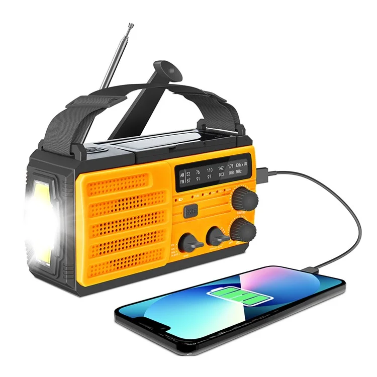 MD-091 AM/FM/NOAA Radio 8000mah Flashlight Emergency Meteo Radio Porta Utilizzabile Manuale di Ricarica Solar Adde di Ricarica Luce di Lettura - Arancia