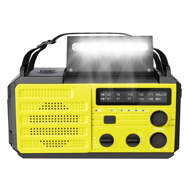 MD-091 AM/FM/NOAA Radio 8000mah Аварийный Метеорологический Фонарь - Желтый