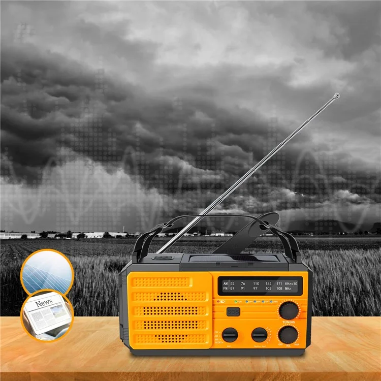 MD-091 AM/FM/NOAA Radio 8000mah Аварийный Метеорологический Фонарь - Желтый