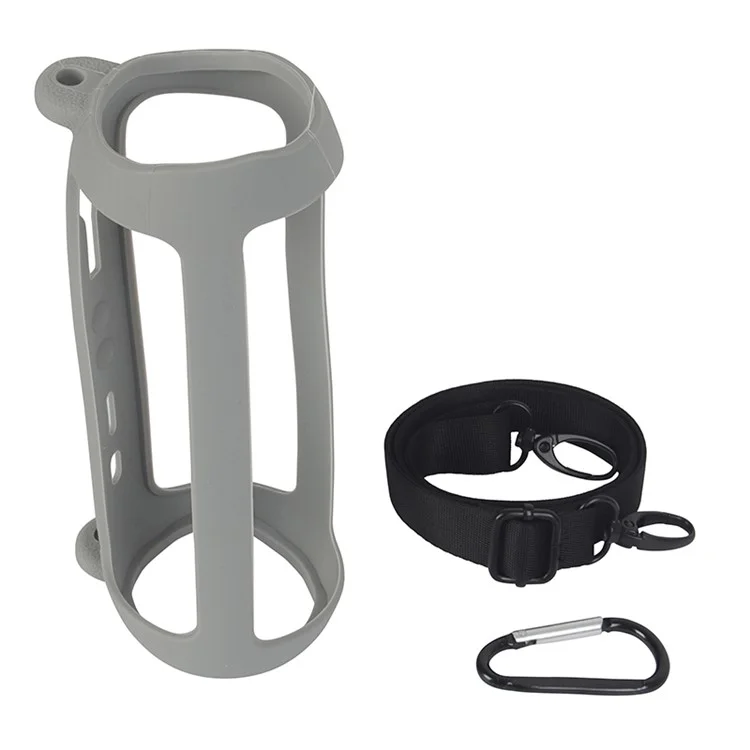 Para capa de transporte de silicone JBL Flip 6 Bluetooth Speaker Protective Cover com alça de ombro e mosquetão - Cinza