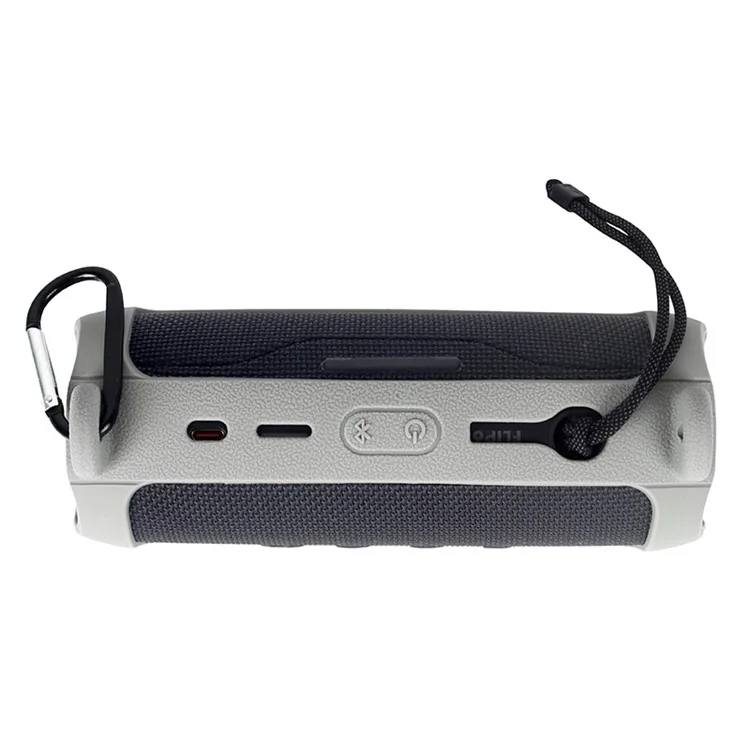 Para capa de transporte de silicone JBL Flip 6 Bluetooth Speaker Protective Cover com alça de ombro e mosquetão - Cinza