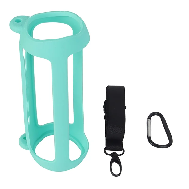 For JBL Flip 6 Silicone Carrying Case Bluetooth-compatible Speaker Protective Cover with Shoulder Strap and Carabiner - Green