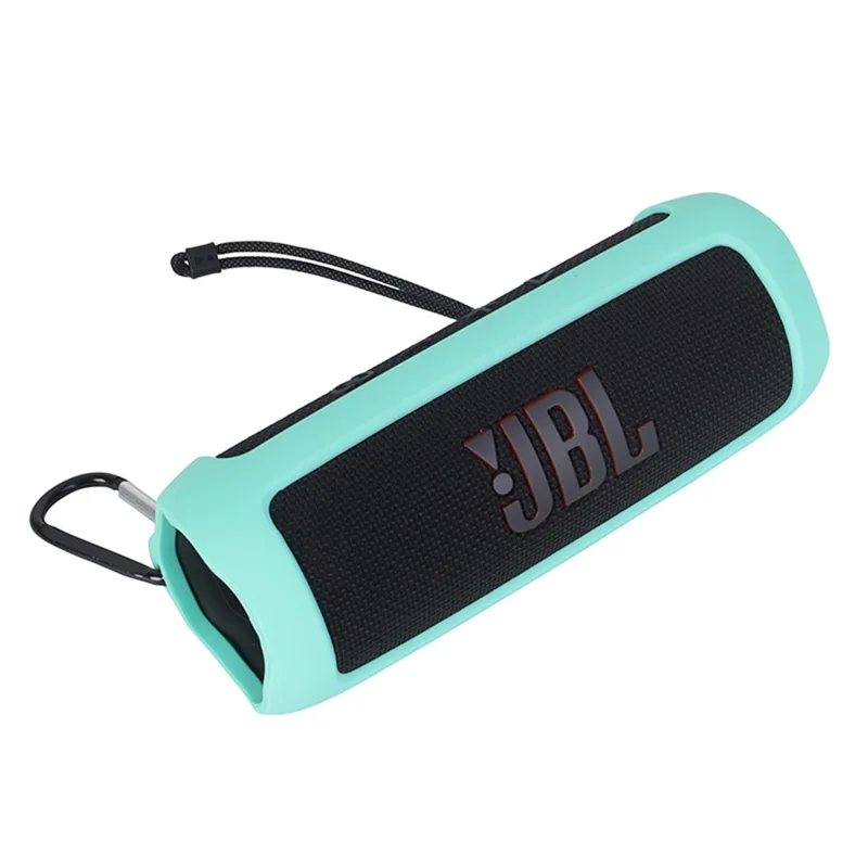 For JBL Flip 6 Silicone Carrying Case Bluetooth-compatible Speaker Protective Cover with Shoulder Strap and Carabiner - Green