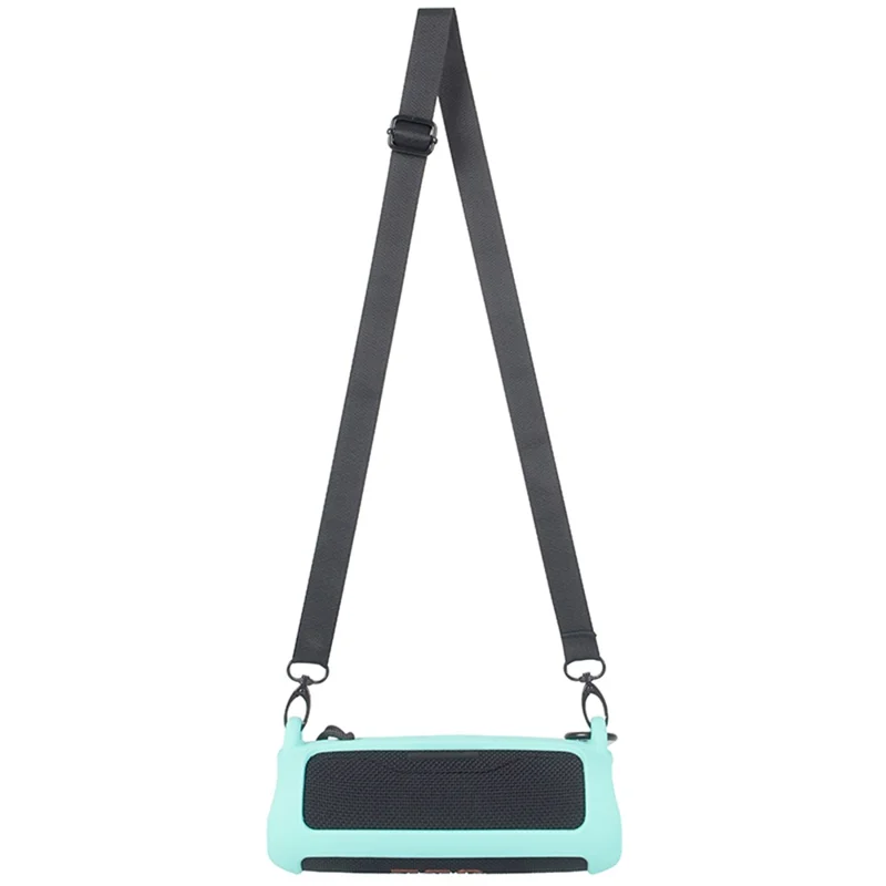 For JBL Flip 6 Silicone Carrying Case Bluetooth-compatible Speaker Protective Cover with Shoulder Strap and Carabiner - Green