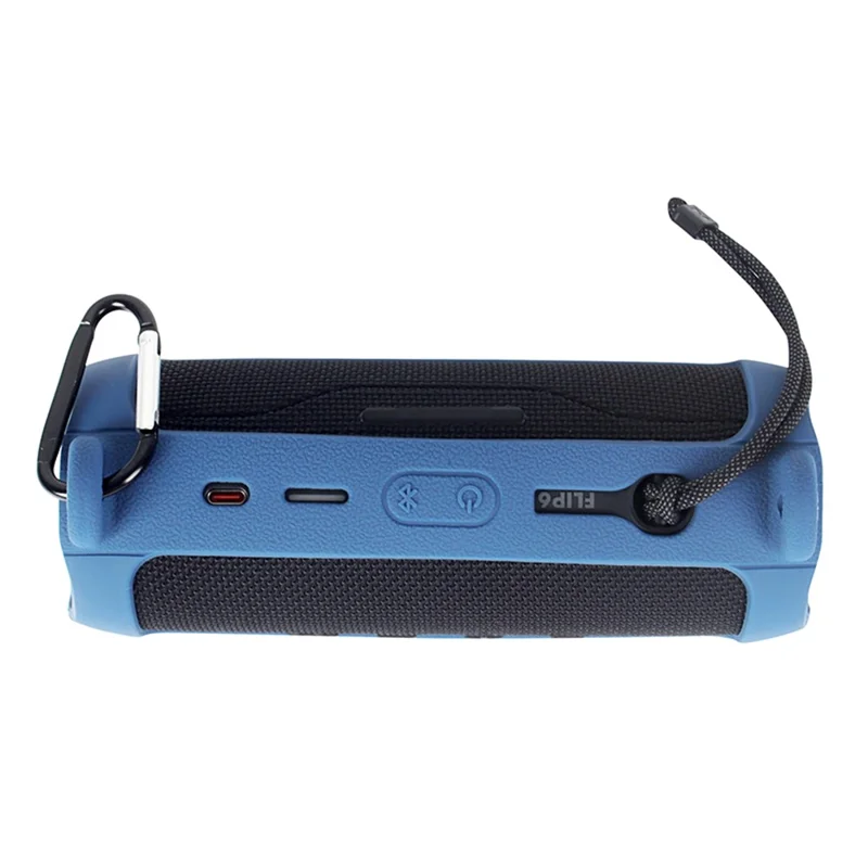 For JBL Flip 6 Silicone Carrying Case Bluetooth-compatible Speaker Protective Cover with Shoulder Strap and Carabiner - Blue