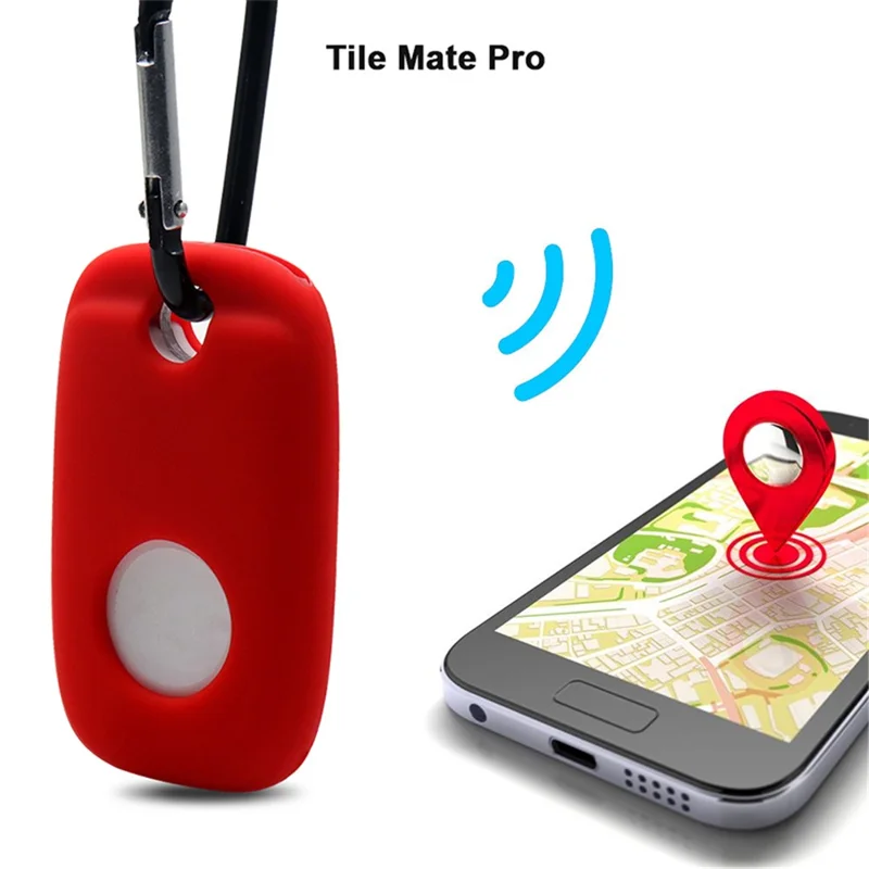 For Tile Mate Pro (2022) Bluetooth-compatible Tracker Anti-scratch Silicone Case Accessory Protective Cover Sleeve - Wine Red