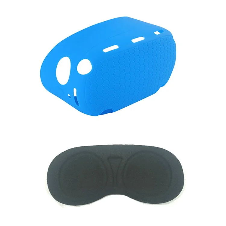 For Oculus Quest 2 VR Headset Silicone Protective Cover Skin Case with Eye Mask - Blue