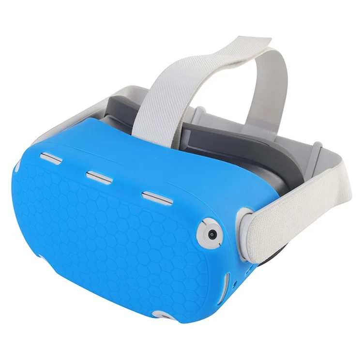 For Oculus Quest 2 VR Headset Silicone Protective Cover Skin Case with Eye Mask - Blue