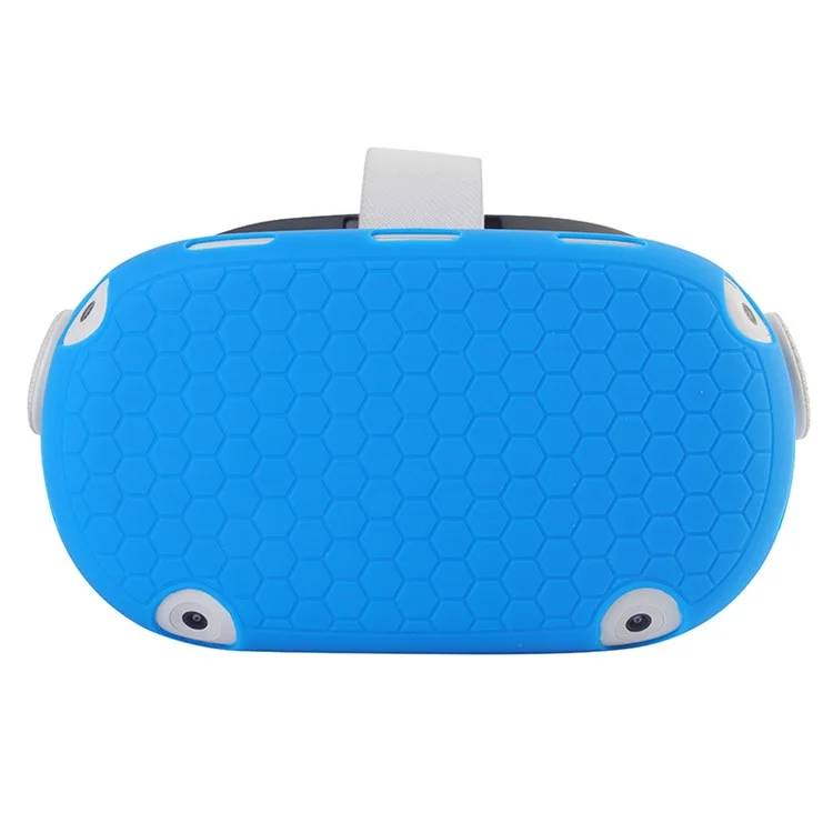 For Oculus Quest 2 VR Headset Silicone Protective Cover Skin Case with Eye Mask - Blue