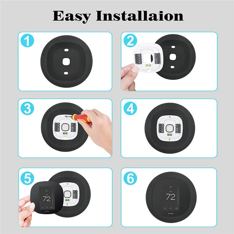 Для Ecobee 3 Lite Smart Thermostat Wall Holder Cover Silicone Protective Sleeve Anti-Drop Soft Case - White