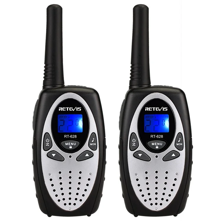 RETEVIS RT628 2Pcs/Set Handheld Walkie-Talkie 0.5W Wireless Mini 22 Channel Radio Toy with LCD Display for Kids (European Frequency) - Silver
