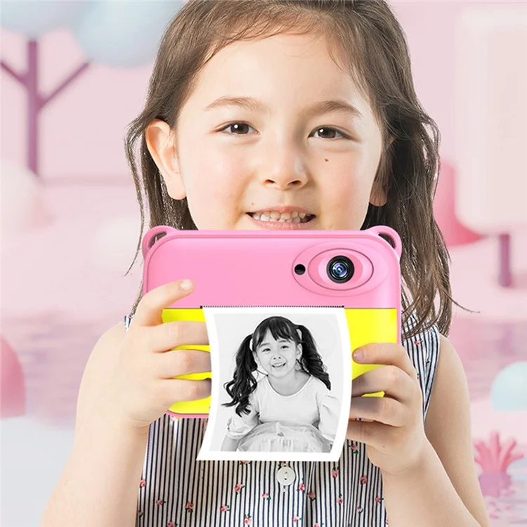 CP18 Kid's Camera HD Color Photo Enfants Video Camera Thermal Printing Camera Toy USB Recharagemable - Rose