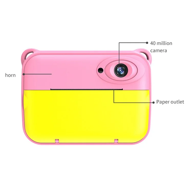 CP18 Kid's Camera HD Color Photo Enfants Video Camera Thermal Printing Camera Toy USB Recharagemable - Rose