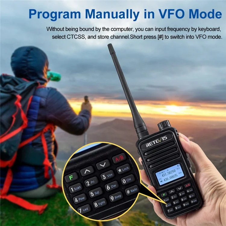 RETEVIS RT85 Professionelles Walkie-Talkie, Funkgerät mit Zweiwegefunk, VHF-UHF-Dualband, tragbar - US-Stecker