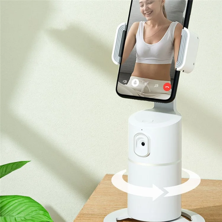 T2 Auto Tracking Phone Holder 360-degree Rotation AI Face Body Track Mount Face and Motion Tracking Phone Holder for Vlog Shooting Live Streaming - White