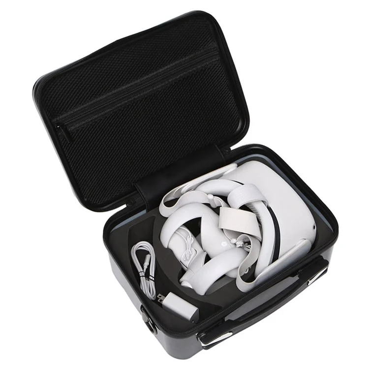BKANO VR Glasses Carry Case for Oculus Quest 2 Brushed Shockproof Bag Portable Accessories Organization Box - Black