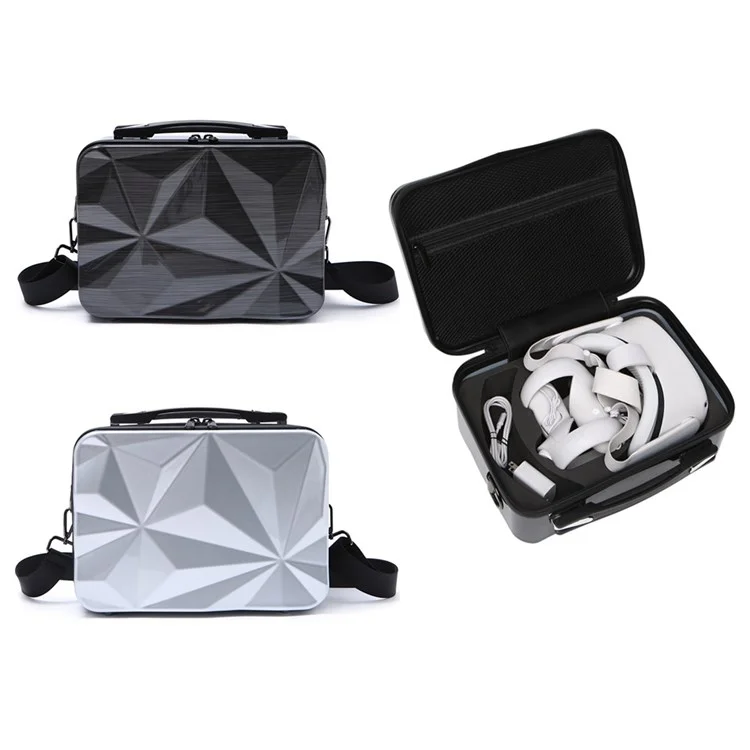 BKANO VR Glasses Carry Case for Oculus Quest 2 Brushed Shockproof Bag Portable Accessories Organization Box - Black