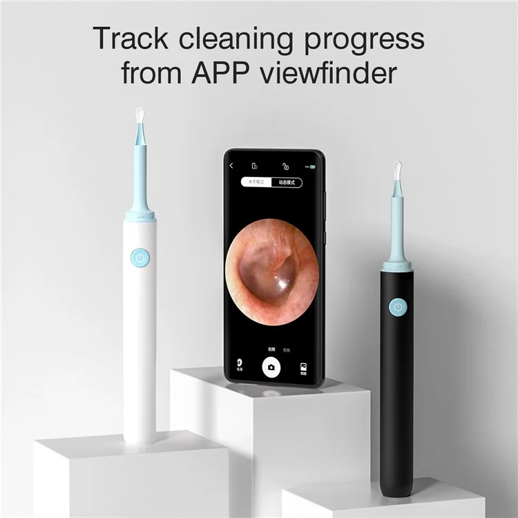 Inskam Trouver B Visual Ear Repoval Toval Tool Visual Eart Nettoyer Digital Otoscope Avec Outil de Nettoyage de L'oreille - le Noir