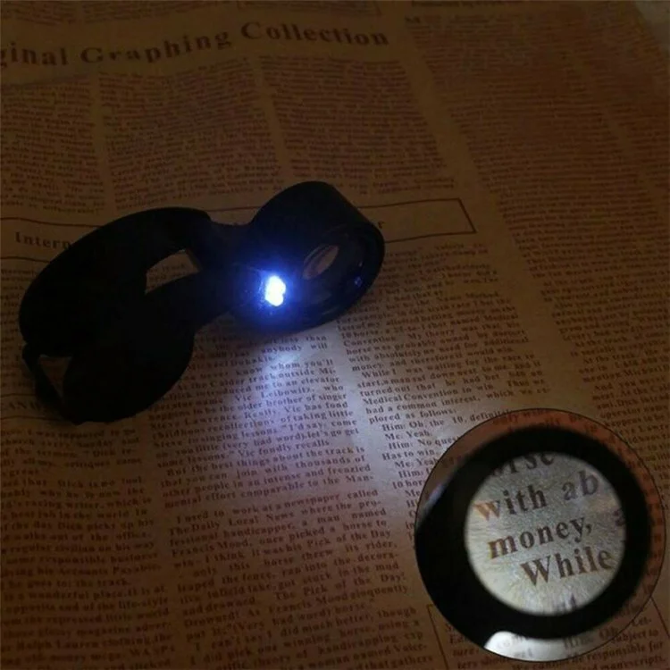 21011A Lupa de 25 mm 40X Lupa Amplificadora de Identificación de Joyas con Luz LED