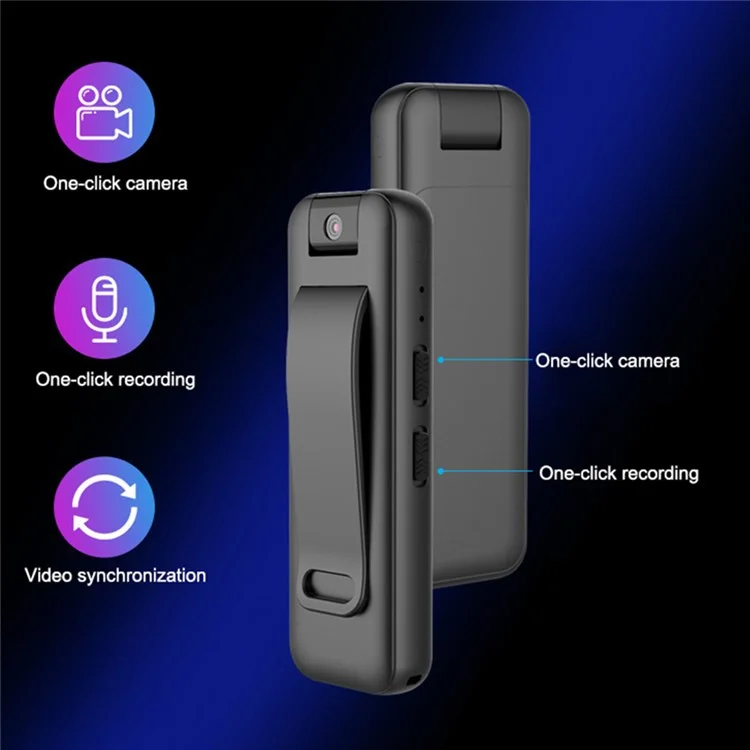 MROBO 16G Portable 1080P Enregistreur Vocal avec Clip Dorsal Caméra Rotative 180 Degrés Réduction du Bruit Appareil d'Enregistrement Audio