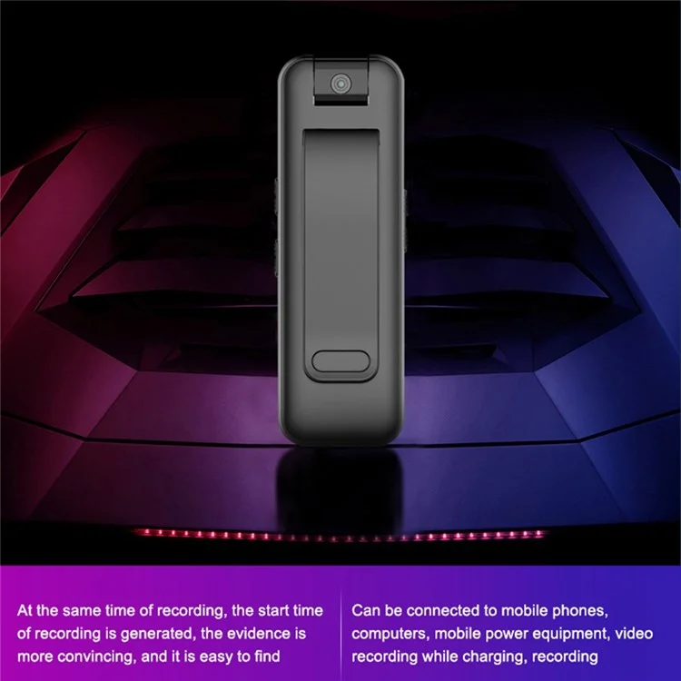 MROBO 16G Portable 1080P Enregistreur Vocal avec Clip Dorsal Caméra Rotative 180 Degrés Réduction du Bruit Appareil d'Enregistrement Audio