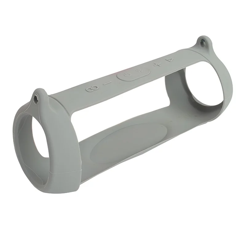 Für JBL Charge 5 Silikon-Tragetasche Bluetooth-kompatibler Lautsprecher Anti-Drop-Schutzhülle mit Schultergurt und Karabiner – Grau