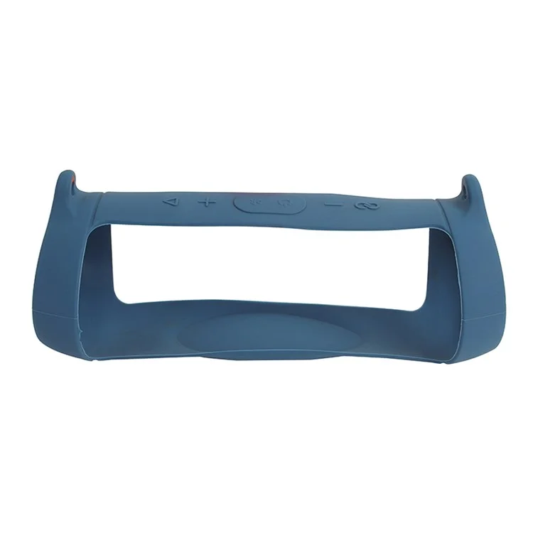 For JBL Charge 5 Silicone Carrying Case Bluetooth-compatible Speaker Anti-drop Protective Cover with Shoulder Strap and Carabiner - Navy Blue