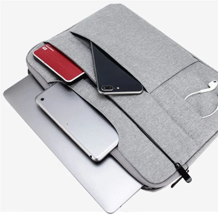 Yolino QY-C015 12 '' Bag de la Computadora Portátil Multifunción Manga de Computadora de Cuaderno de Estilo Simple Con Correa de Mango Oculto - Gris
