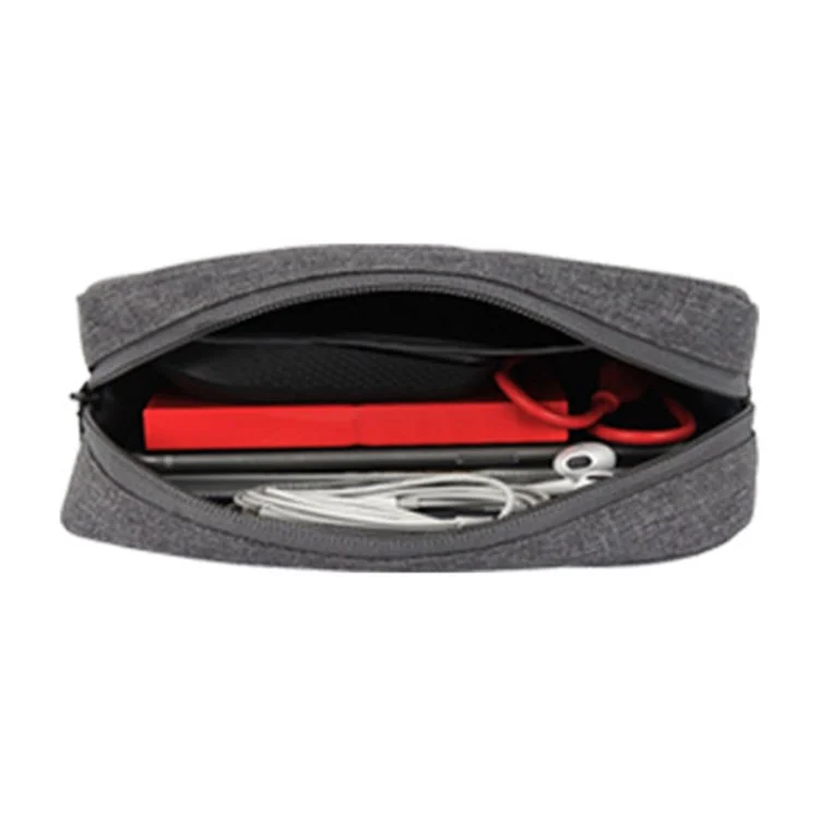 YOLINO QY-A011 Small Size Digital Accessories Waterproof Zipper Bag Data Cable Power Bank Phone Storage Bag - Dark Grey