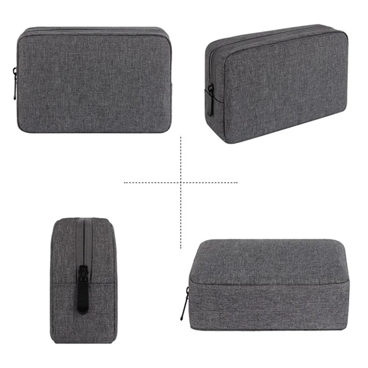 YOLINO QY-A011 Small Size Digital Accessories Waterproof Zipper Bag Data Cable Power Bank Phone Storage Bag - Dark Grey