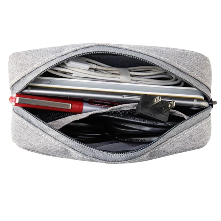 YOLINO QY-A011 Small Size Digital Accessories Waterproof Zipper Bag Data Cable Power Bank Phone Storage Bag - Dark Grey
