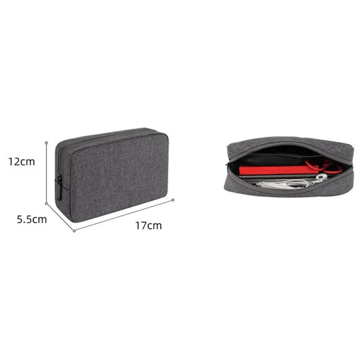 YOLINO QY-A011 Small Size Digital Accessories Waterproof Zipper Bag Data Cable Power Bank Phone Storage Bag - Dark Grey