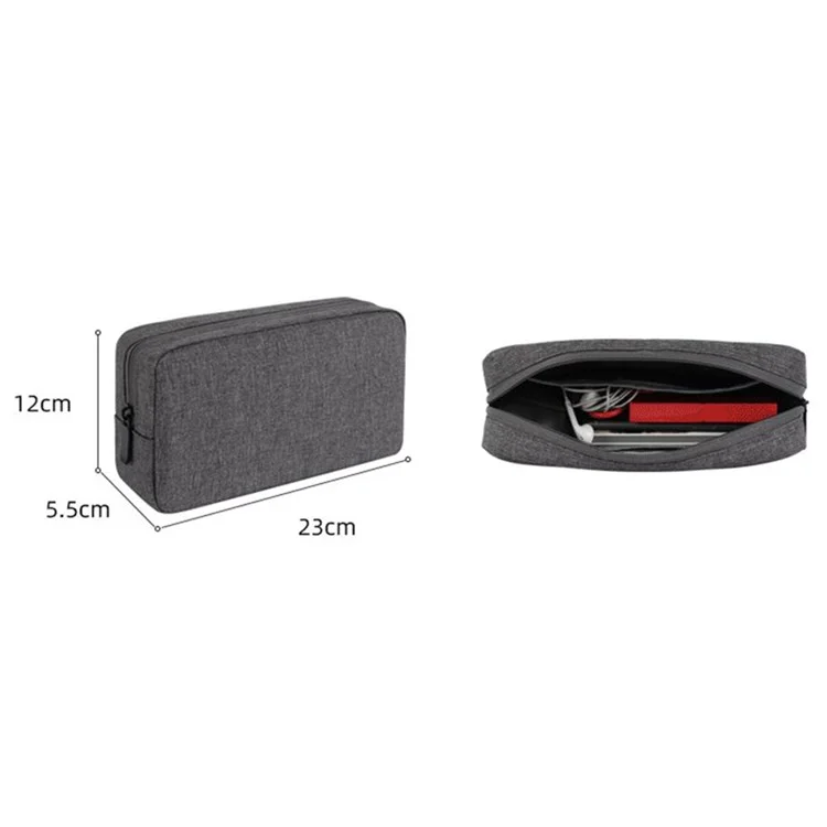 YOLINO QY-A011 Large Size Digital Accessories Carrying Zipper Bag Water Resistant Data Cable Power Bank Phone Storage Bag - Dark Grey