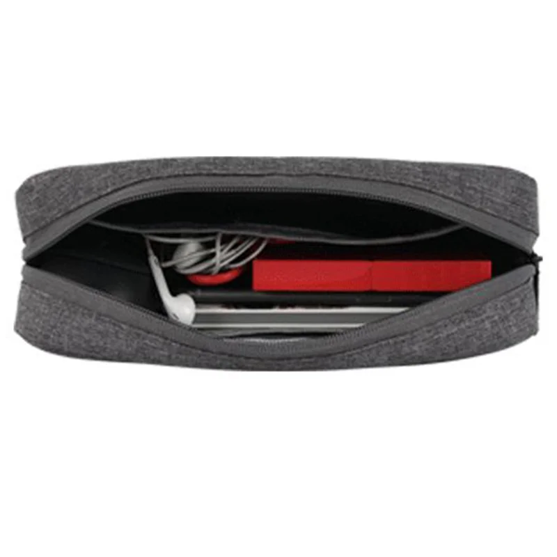 YOLINO QY-A011 Large Size Digital Accessories Carrying Zipper Bag Water Resistant Data Cable Power Bank Phone Storage Bag - Black