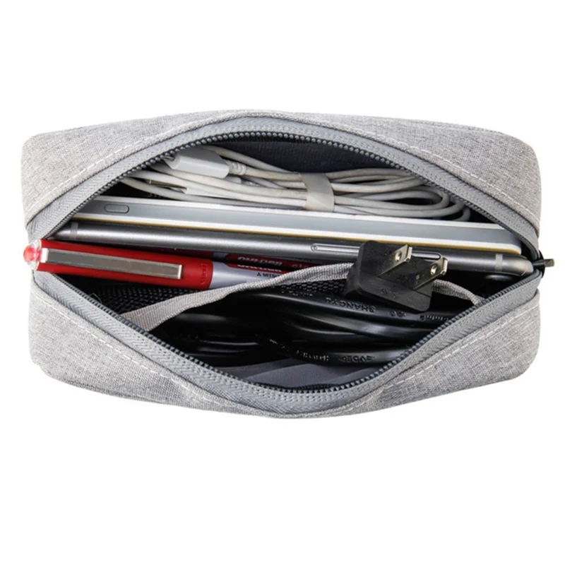 YOLINO QY-A011 Large Size Digital Accessories Carrying Zipper Bag Water Resistant Data Cable Power Bank Phone Storage Bag - Black