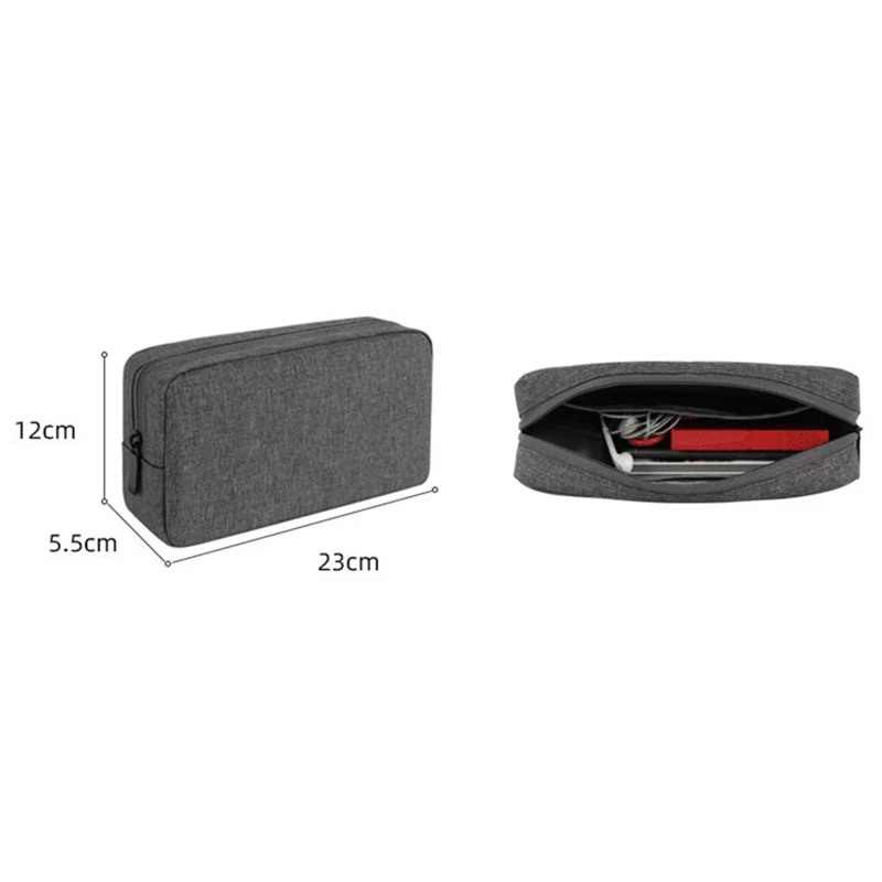 YOLINO QY-A011 Large Size Digital Accessories Carrying Zipper Bag Water Resistant Data Cable Power Bank Phone Storage Bag - Black