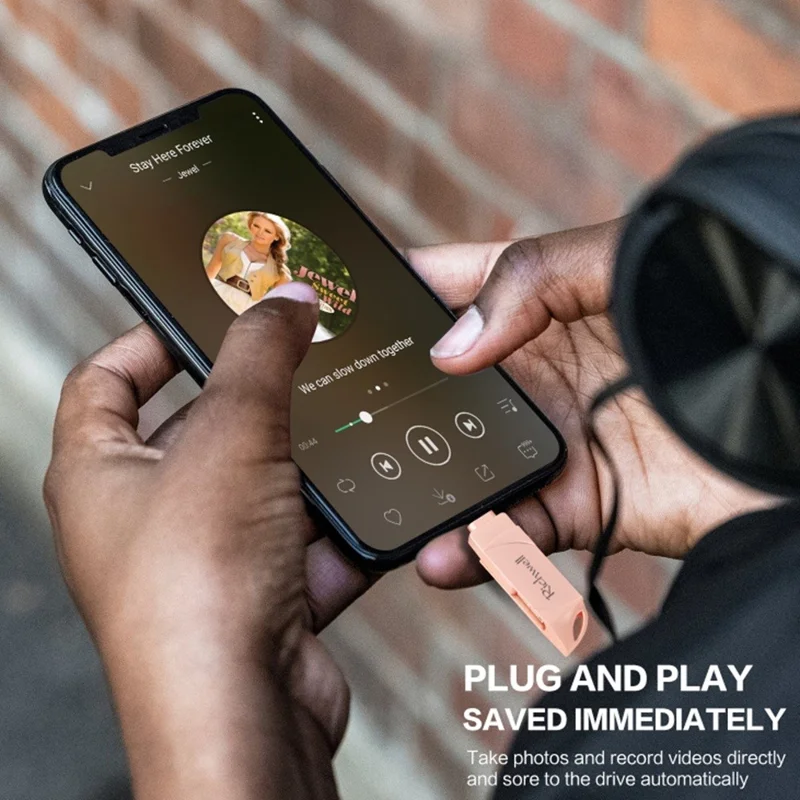 RICHWELL DN-PG31 512GB Plug and Play Flash Drive 3 in 1 Lightning/Micro/USB Swivel U Disk Memory Stick - Pink