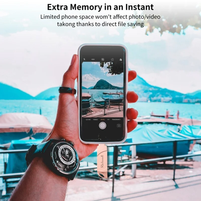 RICHWELL DN-PG31 512GB Plug and Play Flash Drive 3 in 1 Lightning/Micro/USB Swivel U Disk Memory Stick - Pink